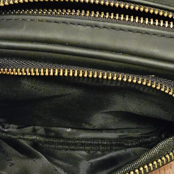 Black Versace Parfums Medusa Head Case & Gold Chain 7"x5". 3 Zippered Pockets - Picture 5 of 7